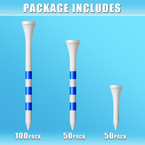 CHAMPKEY Premium Wood Golf Tees - 200 Count with 3-Line Marking System for Consistent Long-Distance Shots