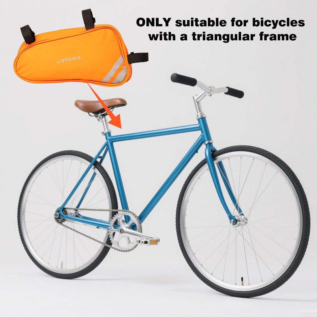URTOPIA Bike Frame Bag, Waterproof Bicycle Storage Bag 1.5L, Large Volume, Easy to Install, Reflective Bike Triangle Bag, Down Tube Bike Bag for Road Bike, Mountain Bike, Bike Accessories (orange)