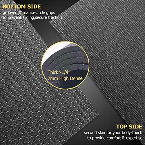 Large Non-Slip Exercise Mat 6'x4' for Home Gym - Black Real