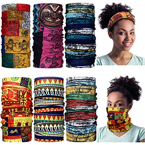 African Scarf Bandanas - 6 Pieces Unisex Neck Gaiter Set