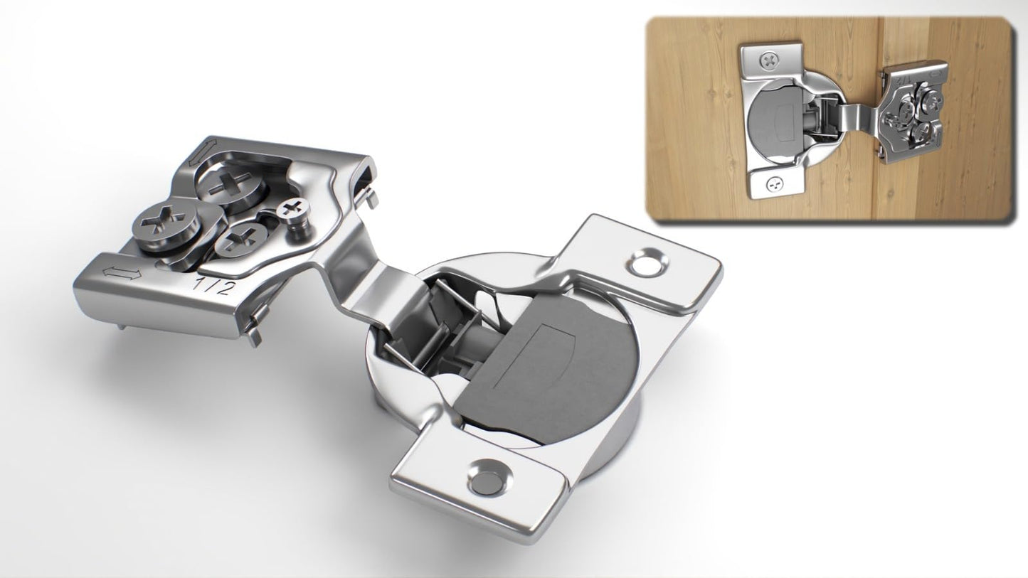 Berta 60-Pack, 1/2 inch Overlay Soft Closing Face Frame Cabinet Hinges, 105 Degree 6-Ways 3-Cam Adjustment Concealed Kitchen Cabinet Door Hinges with Screws (1/2 in. Overlay, 60 Pieces)