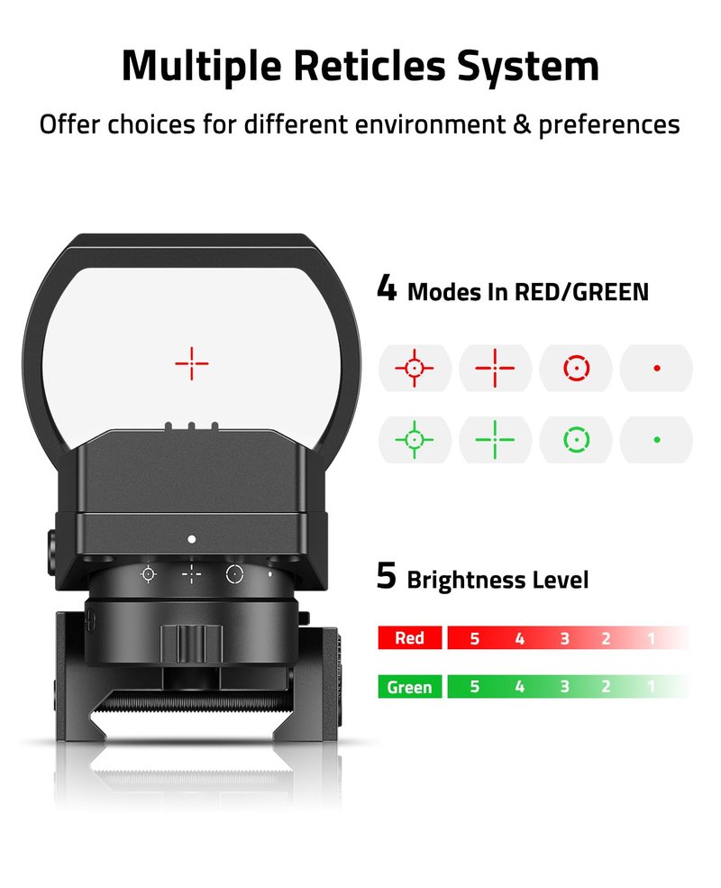 CVLIFE FoxSpook Motion Awake Multi Reticle Green & Red Dot Sight, Reflex Sight for Picatinny, Absolute Co-Witness Red Dot Optics Scope with 31×21mm Large Window