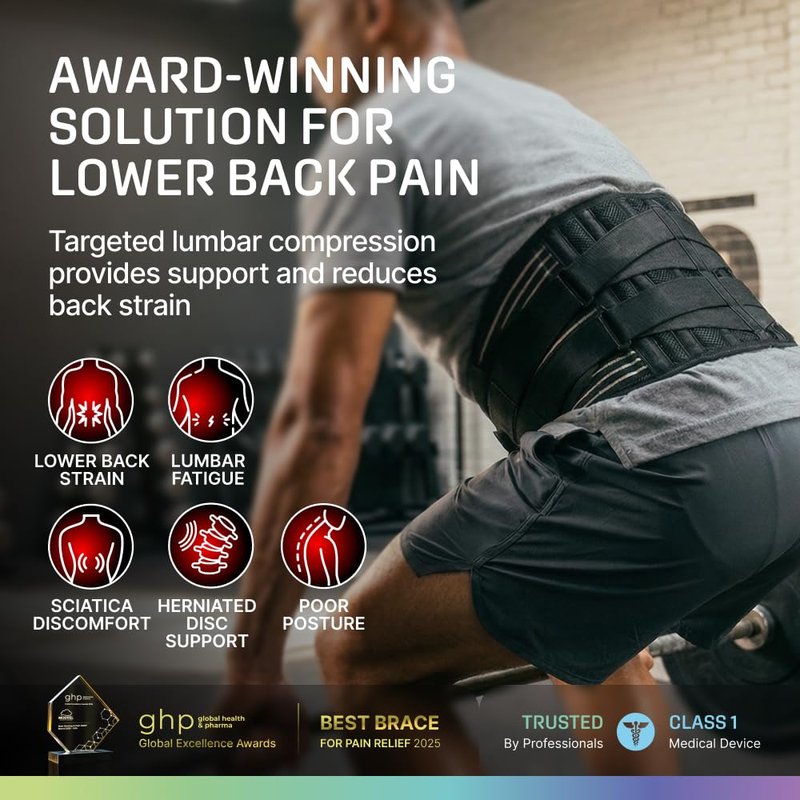 Modvel Back Brace for Lower Back Pain Women and Men – Lumbar Support Belt for Sciatica, Herniated Disc, Muscle Strain – Adjustable Breathable Work Brace with 6 Stays – Support for Posture – Size L