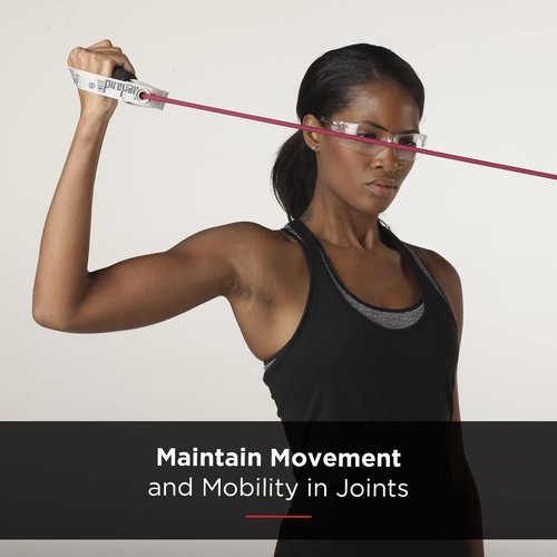 TheraBand Resistance Tubes, Professional Latex Elastic Tubing with Hard Handles, Full Body Exercise, Physical Therapy, Lower Pilates, At-Home Workouts, & Rehab, 48 Inch, Red, Medium, Beginner Level 3