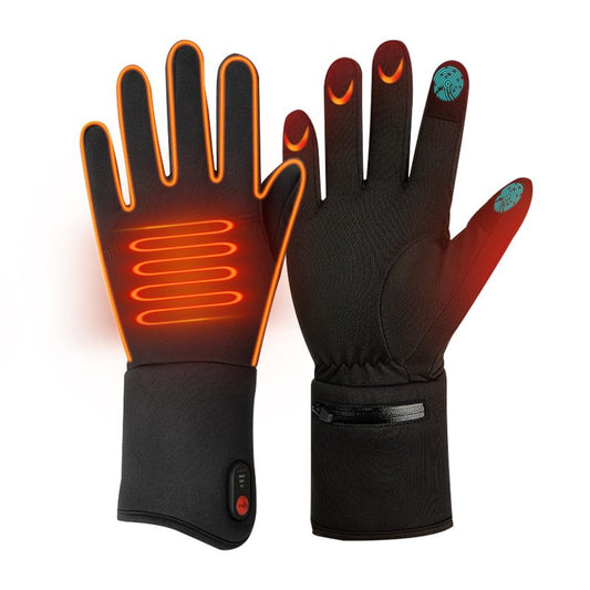 Qsocksy Heated Gloves for Men & Women - 2200mAh Battery, 3 Heating Levels, Overheat Protection - Ultra-Thin Electric Motorcycle Riding Gloves for Winter, Skiing, Snow Sports (Large)