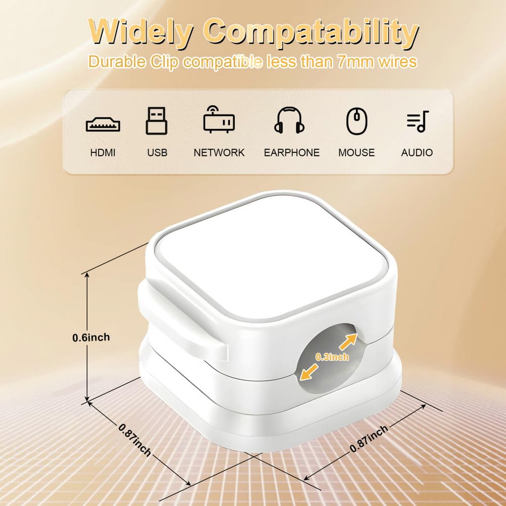 18 Pack Cord Organizer Holder, Magnetic Cable Clips Management, Easy Adhesive Phone Charging Cable Keeper, Hide Or Organize Desk Cable for Kitchen, Office, Car, Nightstand（White and Black）