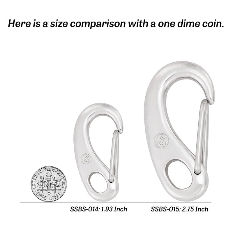 SHONAN 2.75 Inch Marine Carabiner Clips, 4 Pack Stainless Steel 316 Clips Boat Fender Hooks, Snap Hooks for Bucket, Camping, and Hiking 160 Lbs