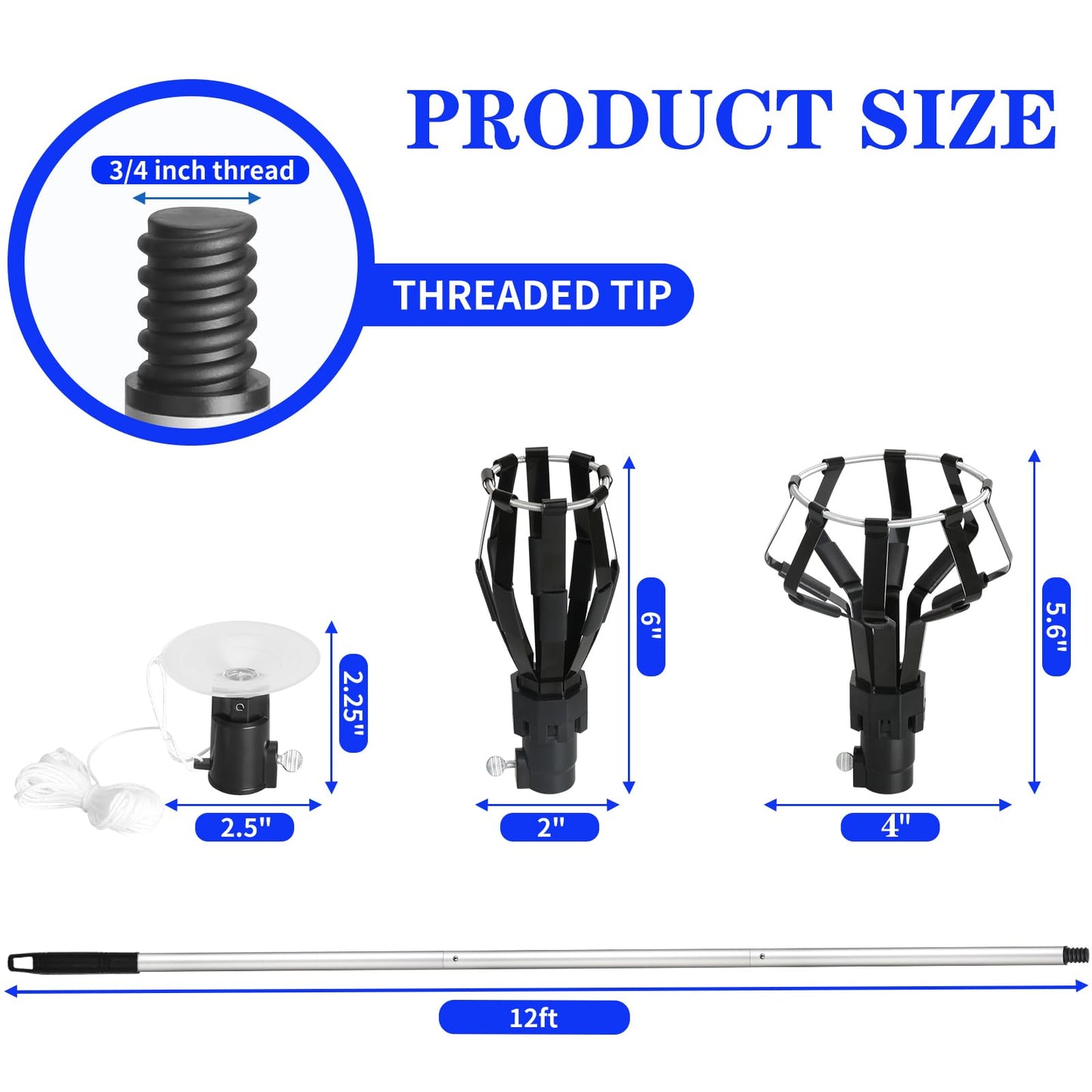 momolove 12FT Light Bulb Changer for High Ceilings, Light Bulb Extension Pole Changer,Light Bulb Extension Pole Changer with 3 Adapters and Carrry Bag