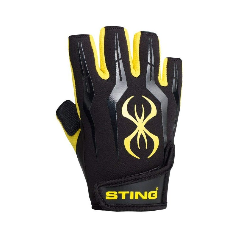 STING Weight Lifting Gloves - Triple Reinforced Palms, Aniline Leather & Neoprene Top - Gym Gloves for Crossfit, Powerlifting & Workout - Yellow, Small - Men & Women