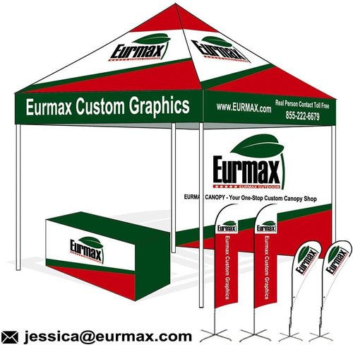 Eurmax USA 10x10 Pop-Up Canopy Tent - Commercial Outdoor Shelter with 4 Zippered Walls & Roller Bag (White)