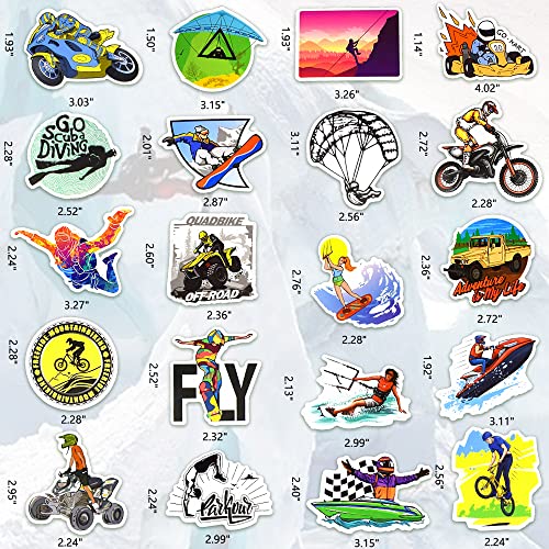 Extreme Sports Stickers Pack for Boys - 50 Waterproof Vinyl Stickers