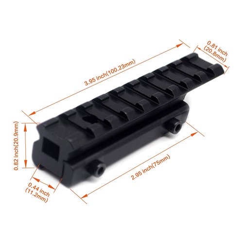 Trirock New Tactical 9 Slots Dovetail Weaver Picatinny Rail Adapter Extend 11mm to 20mm Scope Mount Riser