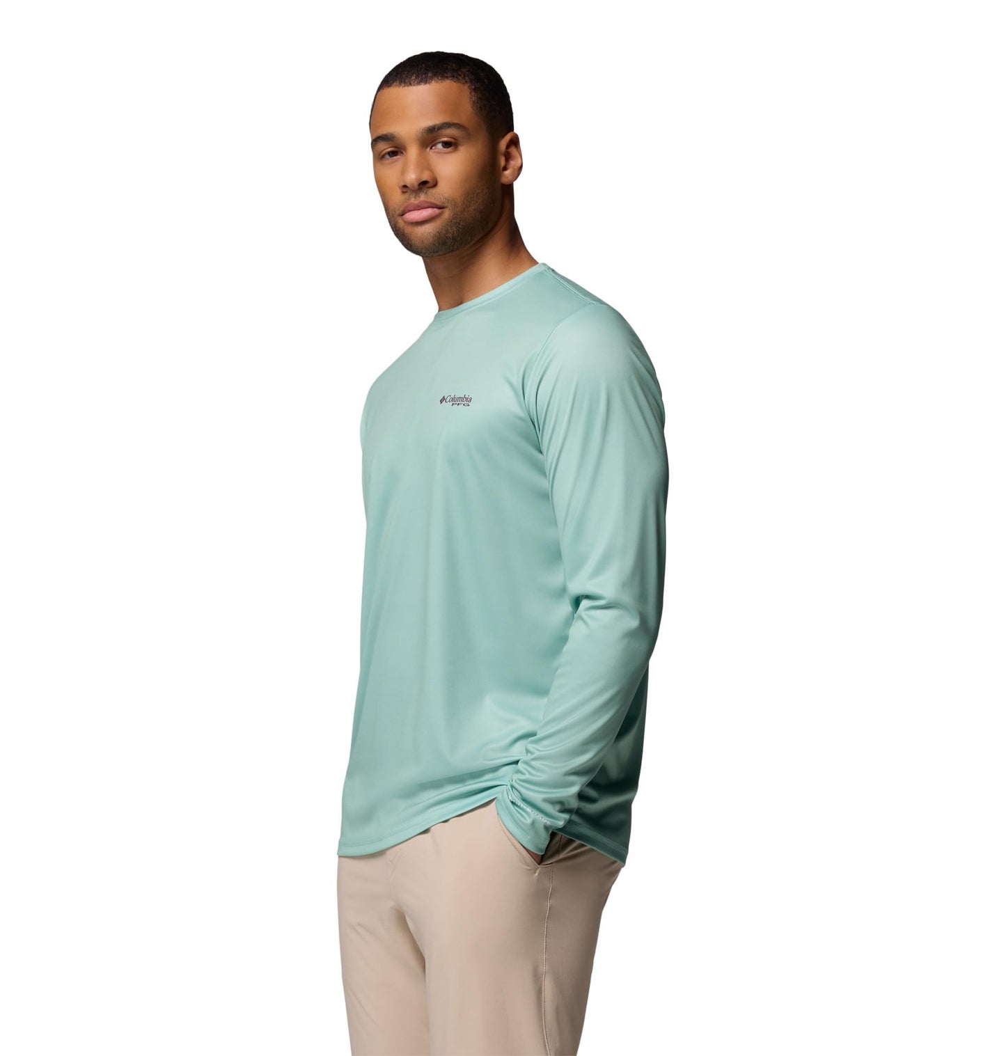 Columbia Mens Terminal Tackle PFG Fish Flag Long Sleeve, Misty Jade/Dusty Purple, Large