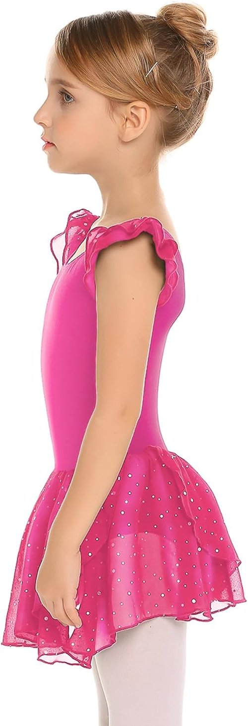 Arshiner Girls Ballet Dance Dress - Ruffle Sleeve Tutu Leotard for Comfort & Style