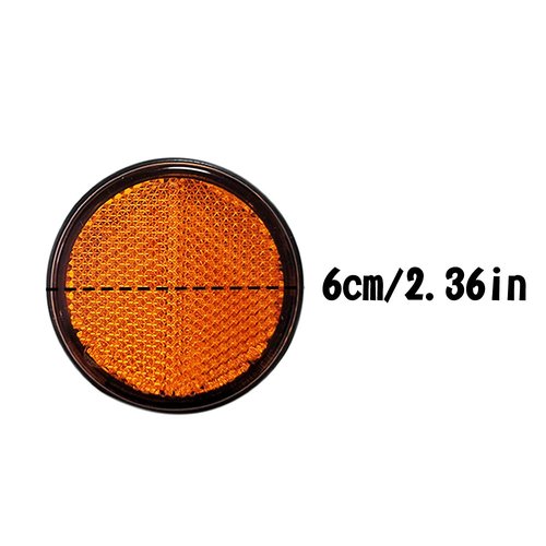 BAR Stick-on Round Reflectors - Safety Spoke Reflective Quick Mount Custom Accessories Adhesive Reflector for Mailboxes, Stakes, Houses, Cars, Trailer, Trucks, Bicycle (Amber-D:2.36*H:0.55inch, 2Pcs)
