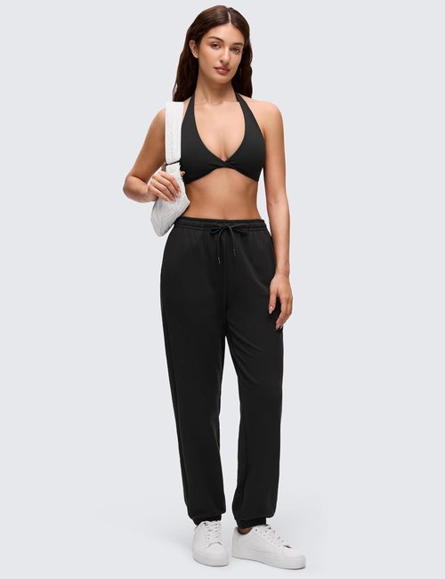 CRZ YOGA Butterluxe Sports Bra - Double Lined Deep V Neck Crop Top with Open Back, Non-Padded