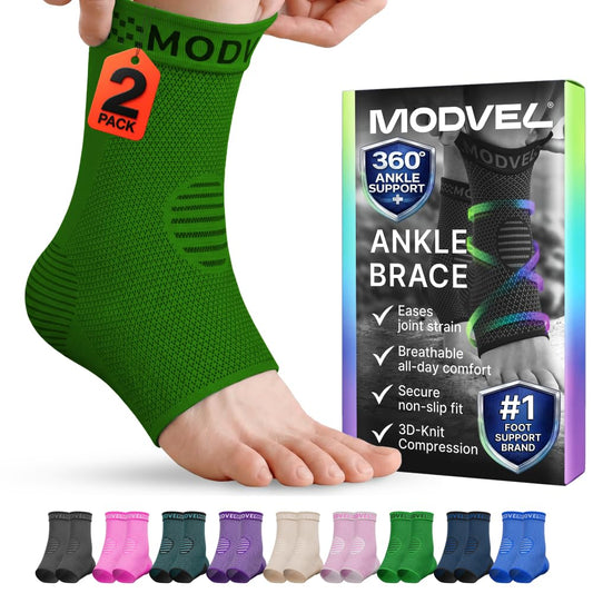 Modvel Foot & Ankle Brace Socks for Sprained Ankle Compression Sleeve - Foot Support for Women & Men - Tendonitis & Arthritis Ankle Brace Sports Running, Torn Ligaments & Women Stabilizing Ankle Wrap