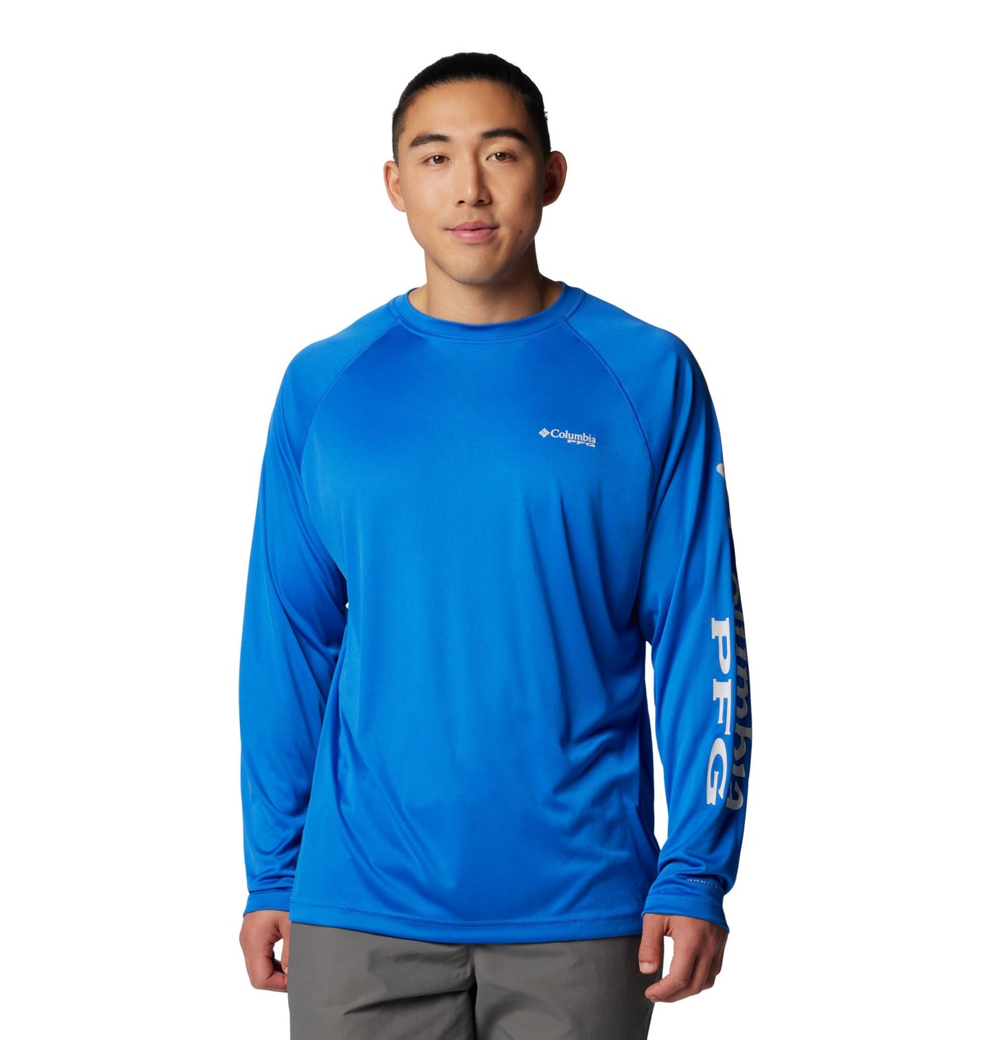 Columbia Men's PFG Terminal Tackle Long Sleeve Fishing Shirt, Vivid Blue/Cool Grey Logo, Medium