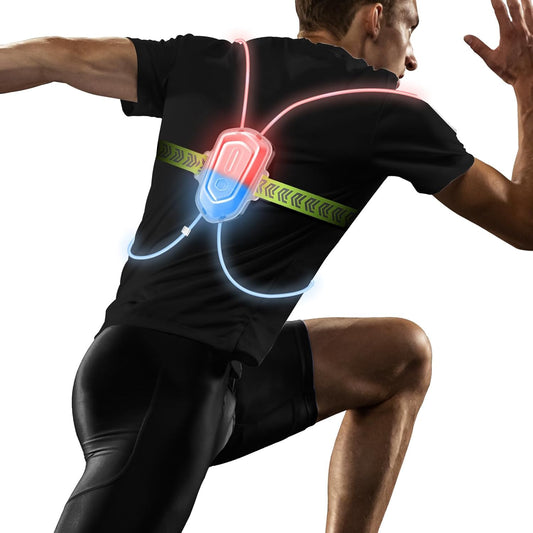 Crlincen LED Reflective Running Vest with Front Light, Running Lights for Runners Light Up Running Vest, Rechargeable & Adjustable Reflective Vest Women & Men(Multiple Colors Constantly Changing)
