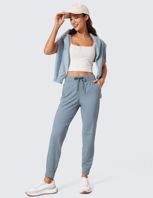 CRZ YOGA 4-Way Stretch Workout Joggers for Women 28" - Casual Travel Athletic Pants with Pockets Belgian Blue Medium