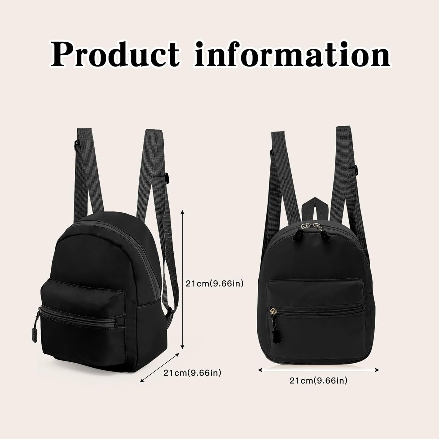 Skiennix Mini Backpack - Lightweight Small Backpack Purse with Zippers for Travel | Black Color