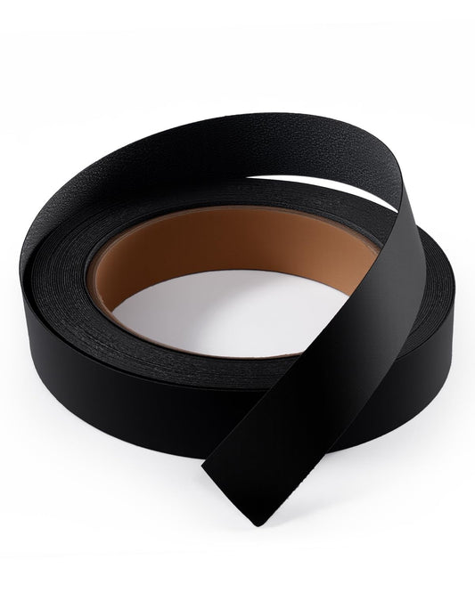 FAKILO Melamine Edge Banding Black 3/4 inch x 25 ft Veneer Edging Easy Application Iron on Edge Banding Tape for Cabinet Plywood Repairs Furniture Restoration