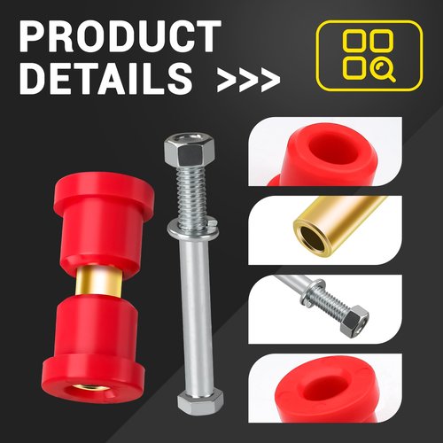DRIVE UP Golf Cart Bushings Kit for Club Car DS, Front or Rear Leaf Spring Red Polyurethane Bushings Sleeves and Screw Set for Club Car DS 1992-Up Gas and Electric Models OEM 1015583 1012303 8755