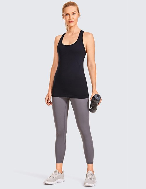 CRZ YOGA Women's Seamless Workout Tank Top - Racerback Design for Yoga & Gym | Long Length