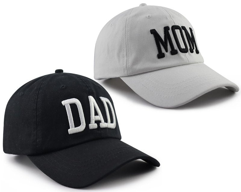 2PCS Mom and Dad Hats for Women Men, Funny Embroidery Mama Papa Baseball Cap, Mothers Fathers Day Birthday Gifts for Daddy Mommy Pappy Grandpa Grandma