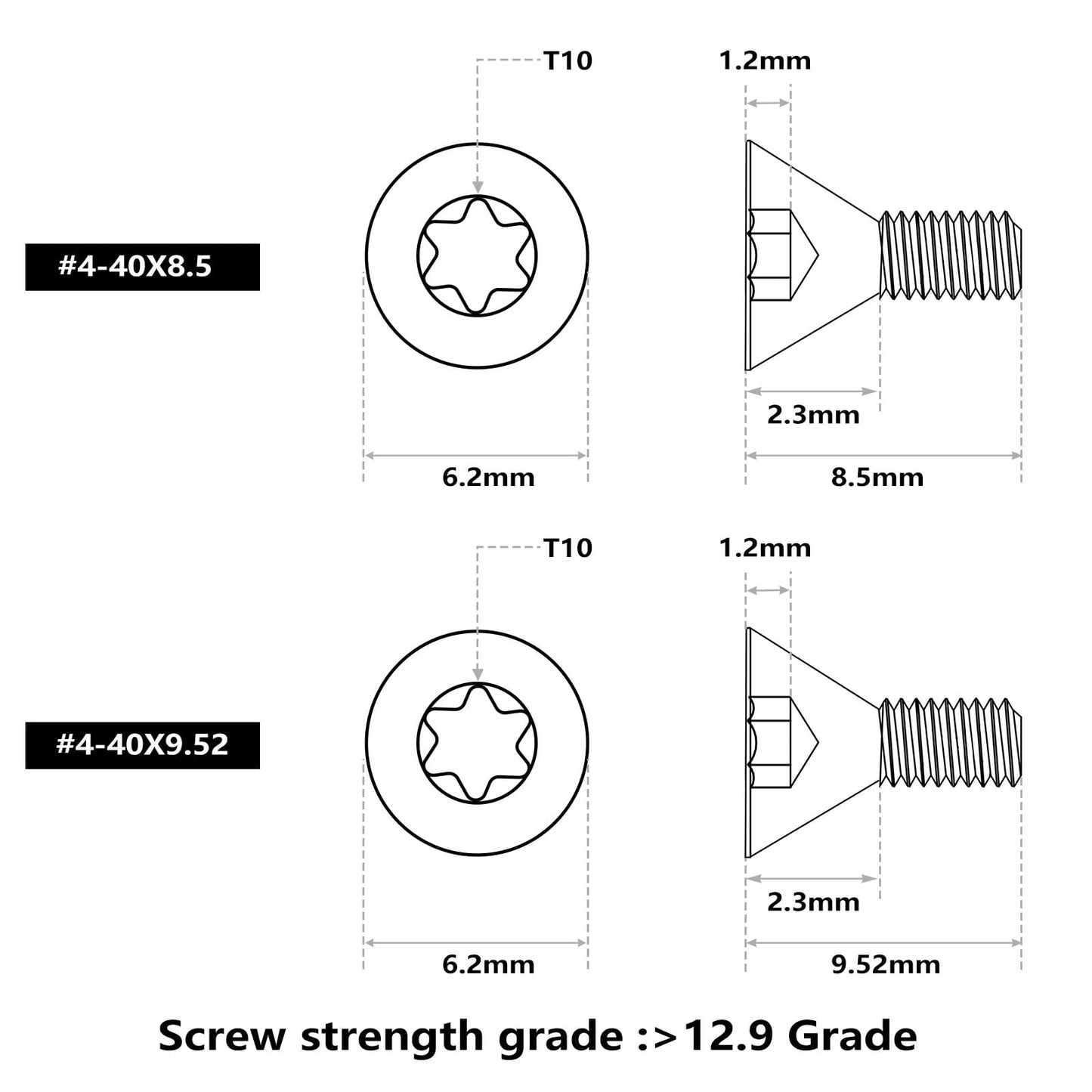 ohhunt Screws Set 30Pcs for Red Dot Sight Optics and Mount Includes #4-40 in 6.35mm/7.5mm/8.5mm/9.52mm/11.11mm Length 5 Sets of Screws 6 in Each Set