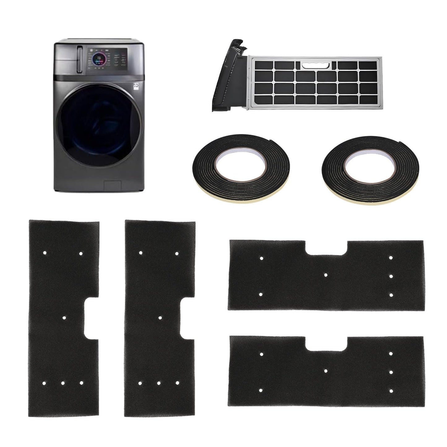 6-Pack GE Washer Dryer Combo, WH01X35719 Lint Filter and Sealing Strip, Hand Washable and Reusable GE Profile Washer Dryer Combo Foam Filter Replacement for Model PFQ97HSPVDS