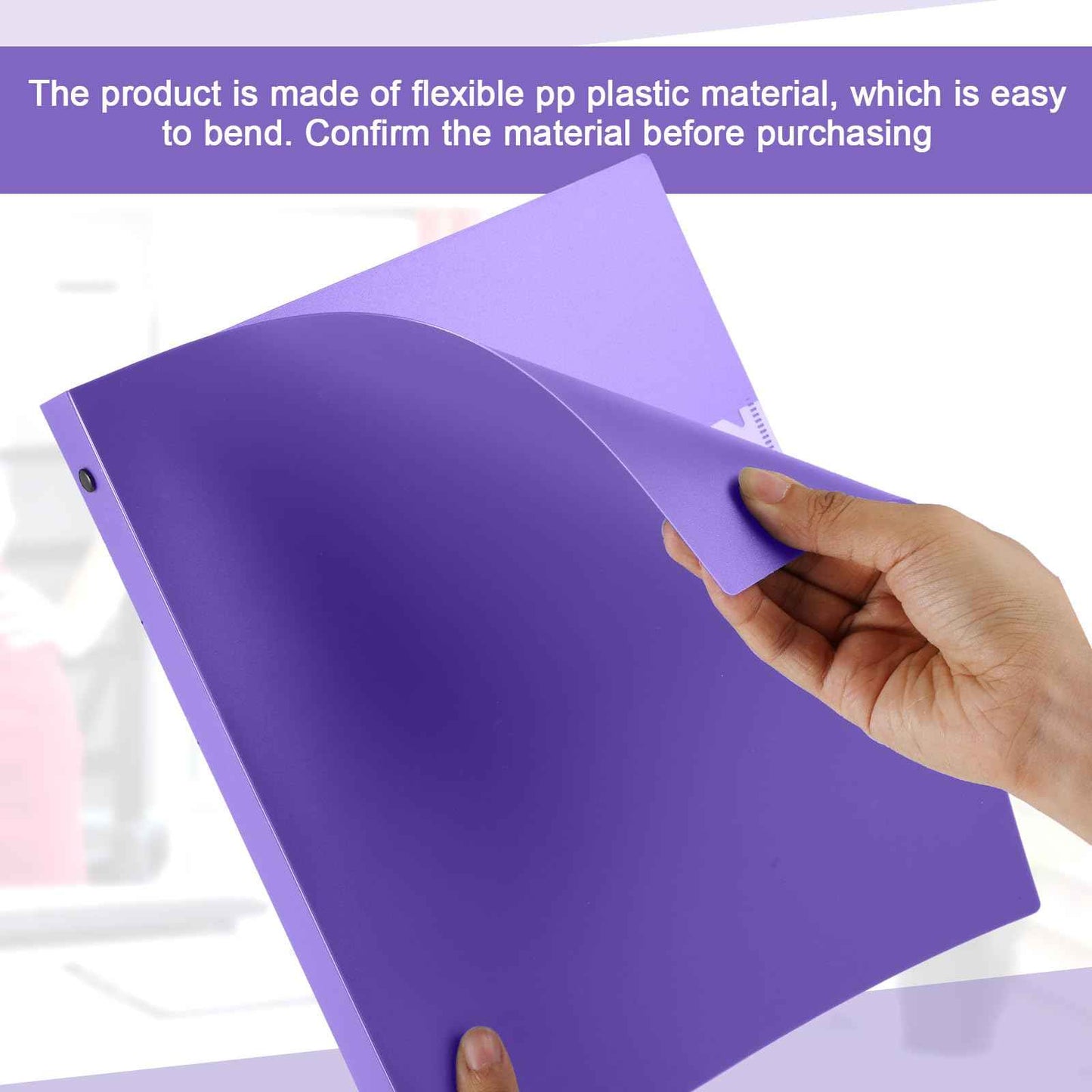 Henoyso 12 Pcs 3 Ring Binder 1.5 Inch Plastic Flexible Round Binder Fits Letter Size 8.5 x 11 Inch Paper Holds 300 Sheets with 1 Pockets for Office School (Purple)