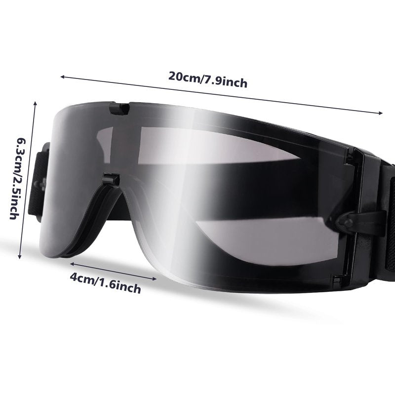 GGBuy Airsoft Tactical Goggles Military Glasses Outdoor Sports Adjustable Safety Shooting Glasses for Hunting (002 Black)