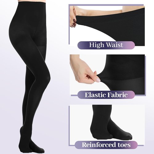 MANZI Opaque Tights - Run Resistant Control Top Panty Hose for Ultimate Comfort and Style