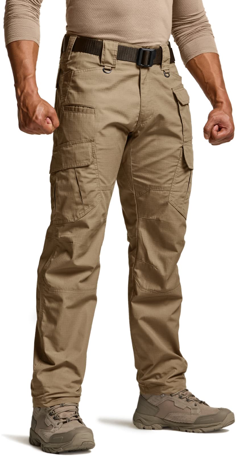 CQR Men's Tactical Pants, Water Resistant Ripstop Cargo Pants, Lightweight EDC Work Hiking Pants, Outdoor Apparel, Raider Mag Cougar, 36W x 30L