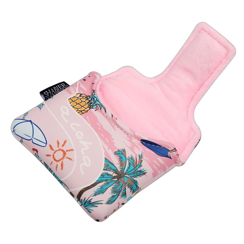 SHABIER Pink Large Mallet Golf Head Cover with Aloha Tropical Hawaii Surf Beach Design
