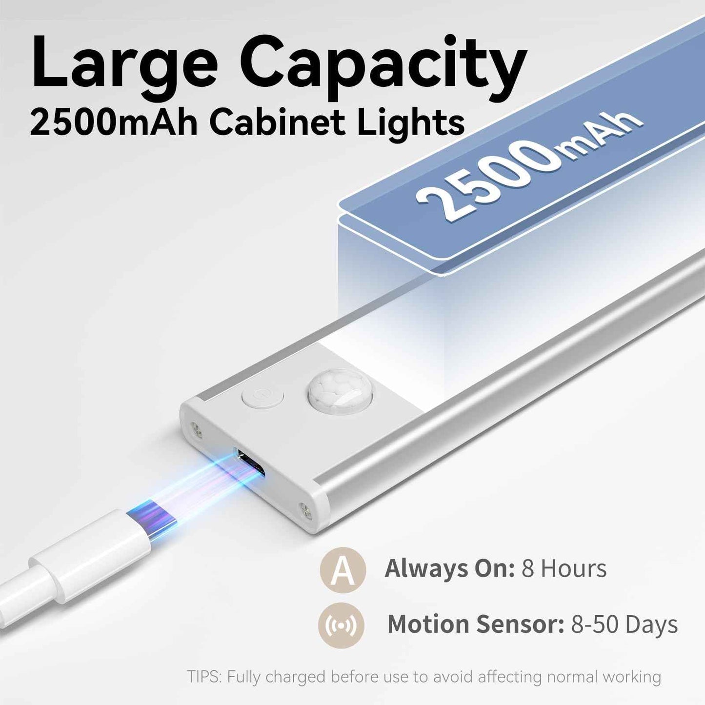 Under Cabinet Lighting, LED Magnetic Motion Activated Under Cabinet Lights, Rechargeable Closet Lights 2500mAh Battery Operated, Wireless Dimmable Under Counter Lights for Kitchen,Hallway 3 Pack