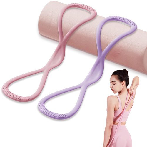 gymfrog Figure 8 Resistance Bands for Women,Exercise Bands with Non-Slip Handles for Shoulder,Back & Arm Workout - Home Gym,Yoga & Physical Therapy - Toning,Posture Correction (15lbs/25lbs/35lbs)