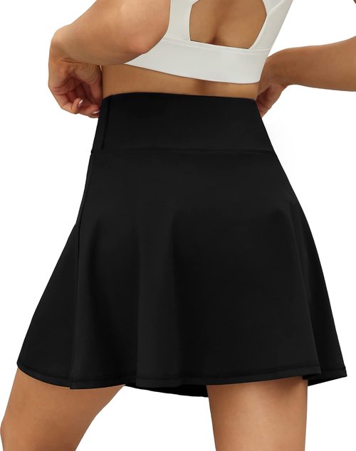 LouKeith Tennis Skirts for Women - Pleated High Waisted Athletic Golf Skorts with Shorts Pocket