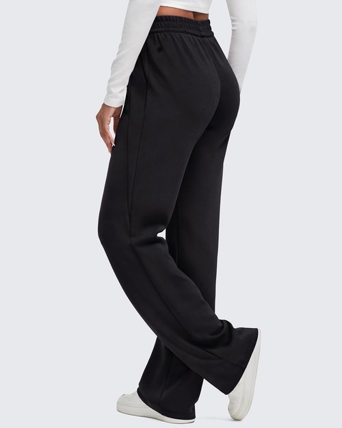 G4Free Wide Leg Sweatpants with Pockets for Woman Modal High Waist Stretch Sweat Pants Casual Lounge Workout Pants(Black,M,Regular)