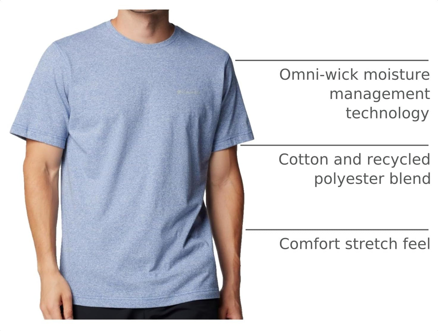 Columbia Men's Thistletown Hills Short Sleeve, Mountain Blue Heather, Large Tall