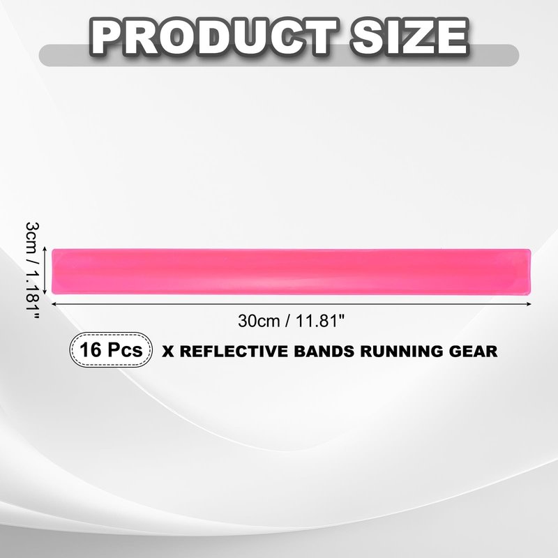 PATIKIL 16Pcs Reflective Arm Bands, 11.8" High Visibility Bands Reflector Running Gear Snap Bracelet for Night Walking Running Cycling, Pink (Square)