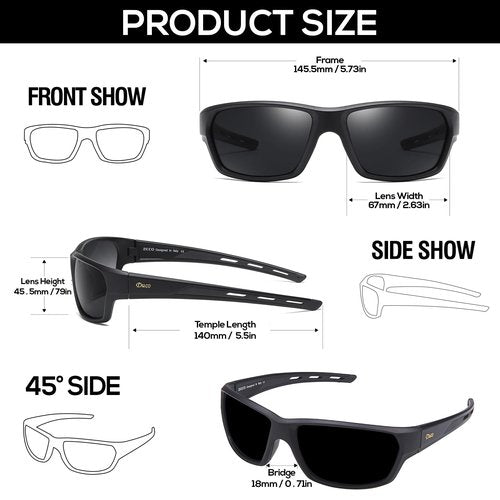 DUCO Polarized Sports Sunglasses for Men Women UV400 Protection Sun Glasses for Cycling Fishing Driving Hiking Golf 6201
