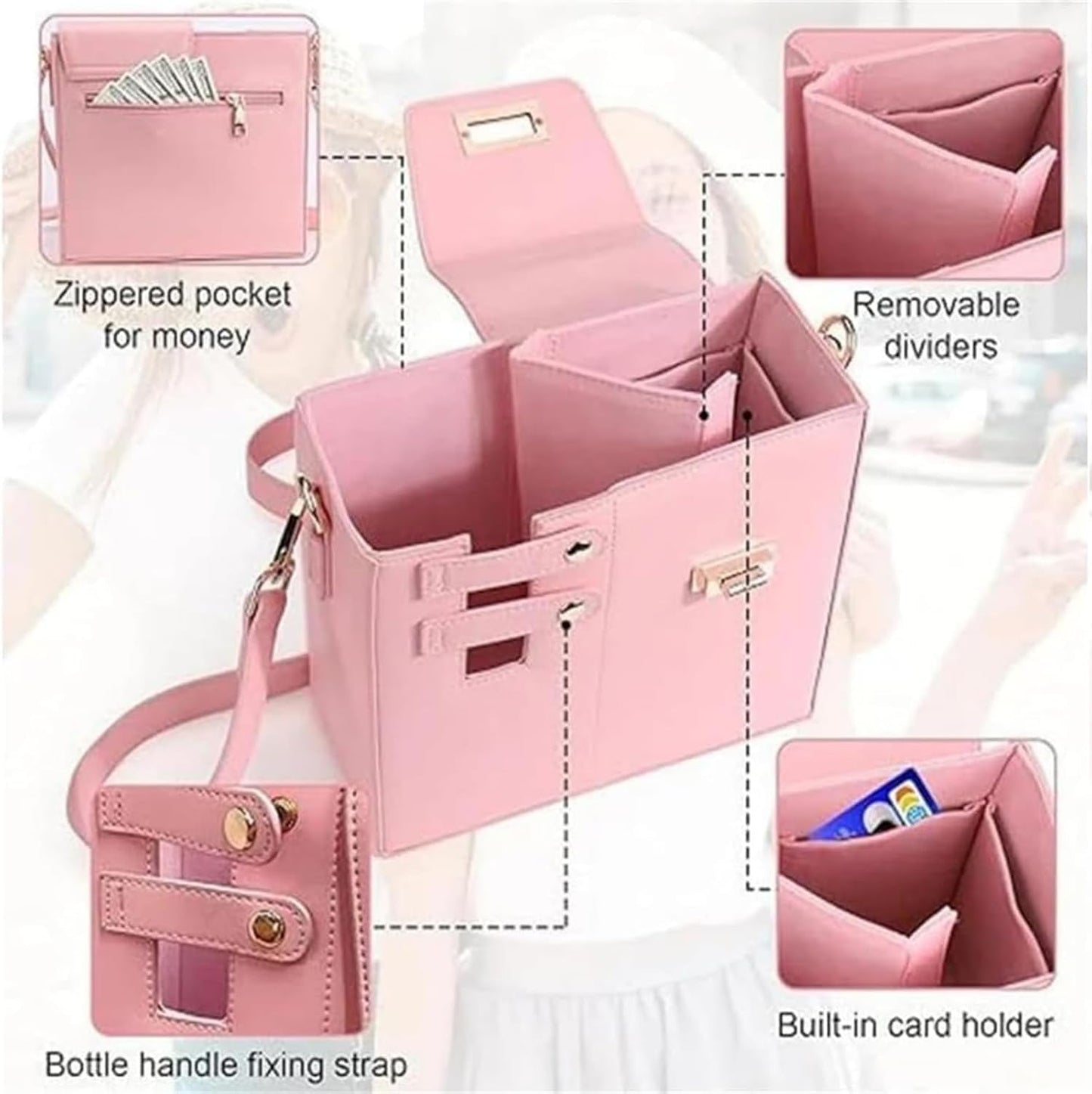 2025 New Stanley Cup Holder Crossbody Water Cup Storage Bag Purse Purses with Cups Holdes Stanley Cups Purses Holder 40 oz (Black)