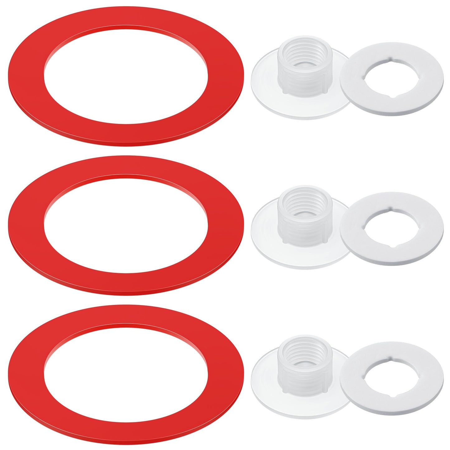 Dreyoo Flush Valve Replacement Parts, 3 Pcs Stop Cap Replacement and 3 Pcs Flush Valve Seal Replacement, Toilet Tank Parts Compatible with Mansfield 210 and 211 Flush Valves