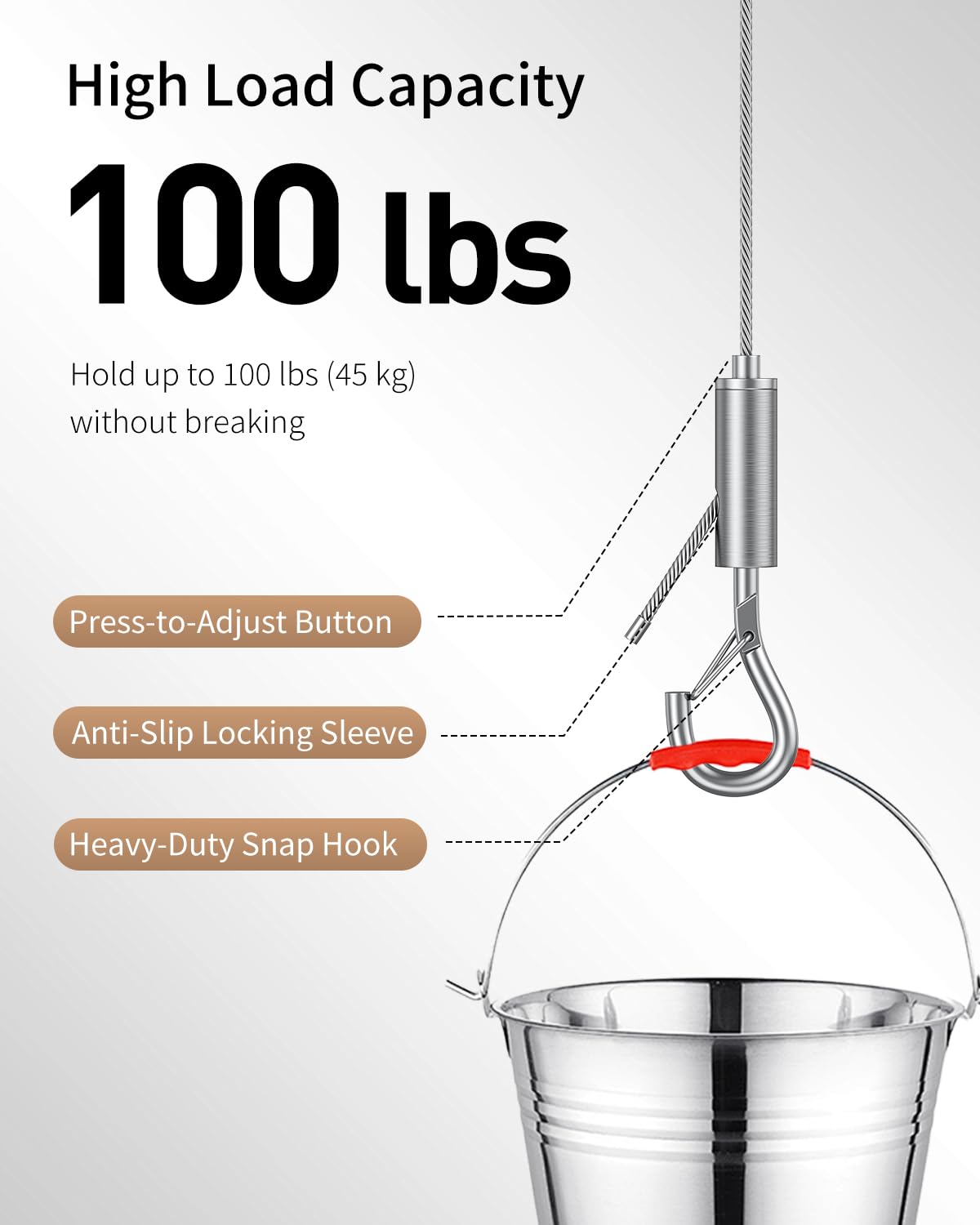 Uniclife Adjustable Picture Hanging Wire, 6.6 Feet 1/16", Picture Hanging Kit for up to 100 lbs, Heavy Duty Stainless Steel Wire Rope for Mirror Curtain Photo Frame & Art, 4 Pack