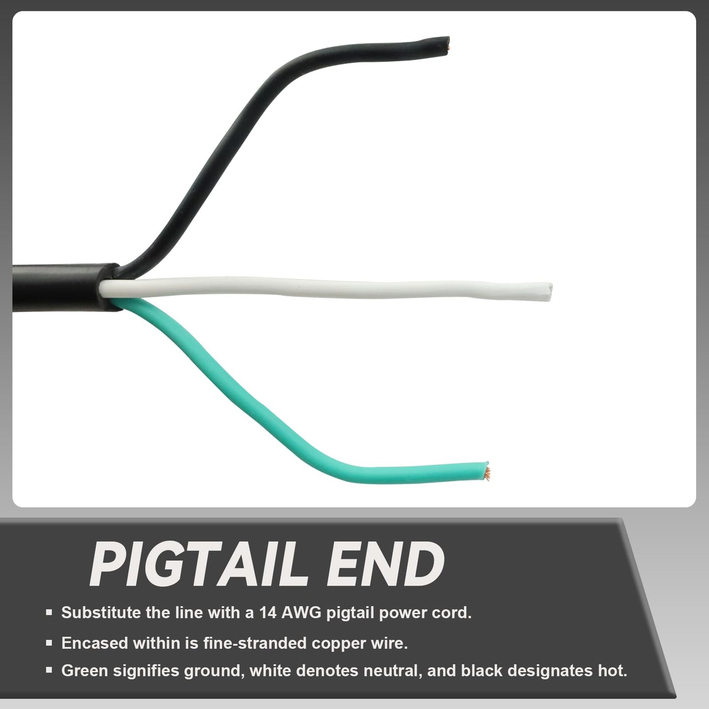 GreenProsper Industries Inc 3-Wire Appliance and Power Tool Cord, 3 ft, 14 AWG, 15A/125V AC, 1875w, Black, 2pack