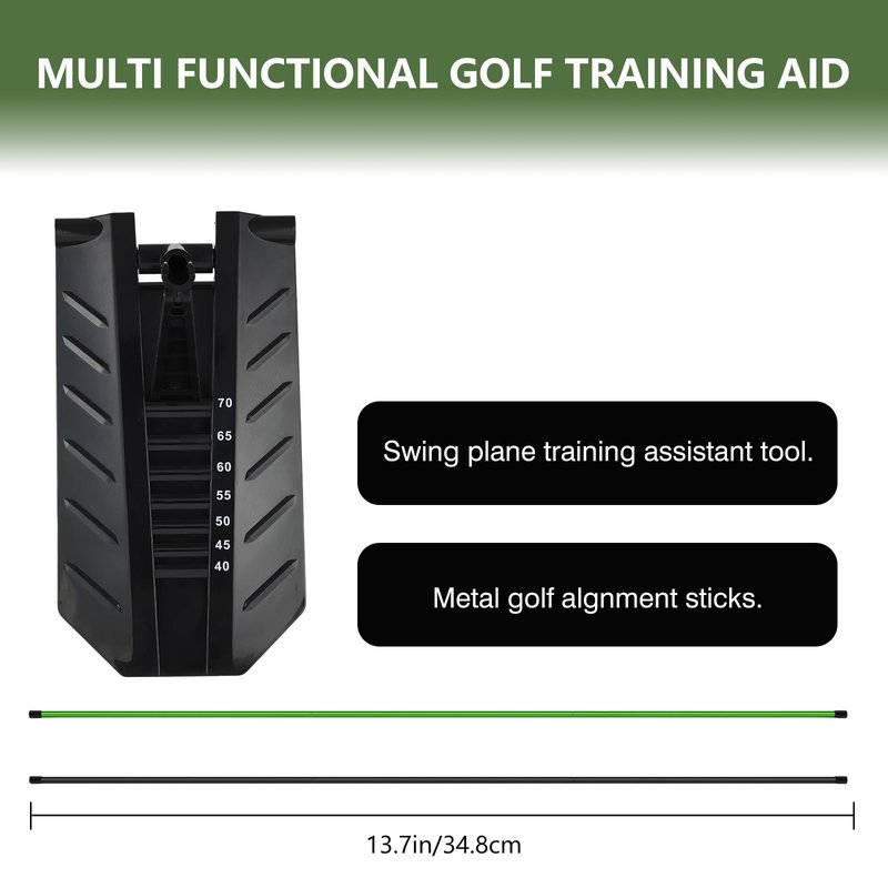 tzvvi Golf Alignment Stick Holder, Golf Training Aid Teaching Equipment for Aiming, for Putting, Aiming, Full Swing Trainer, Posture Corrector, Golf Swing Trainer with Metal Sticks #G