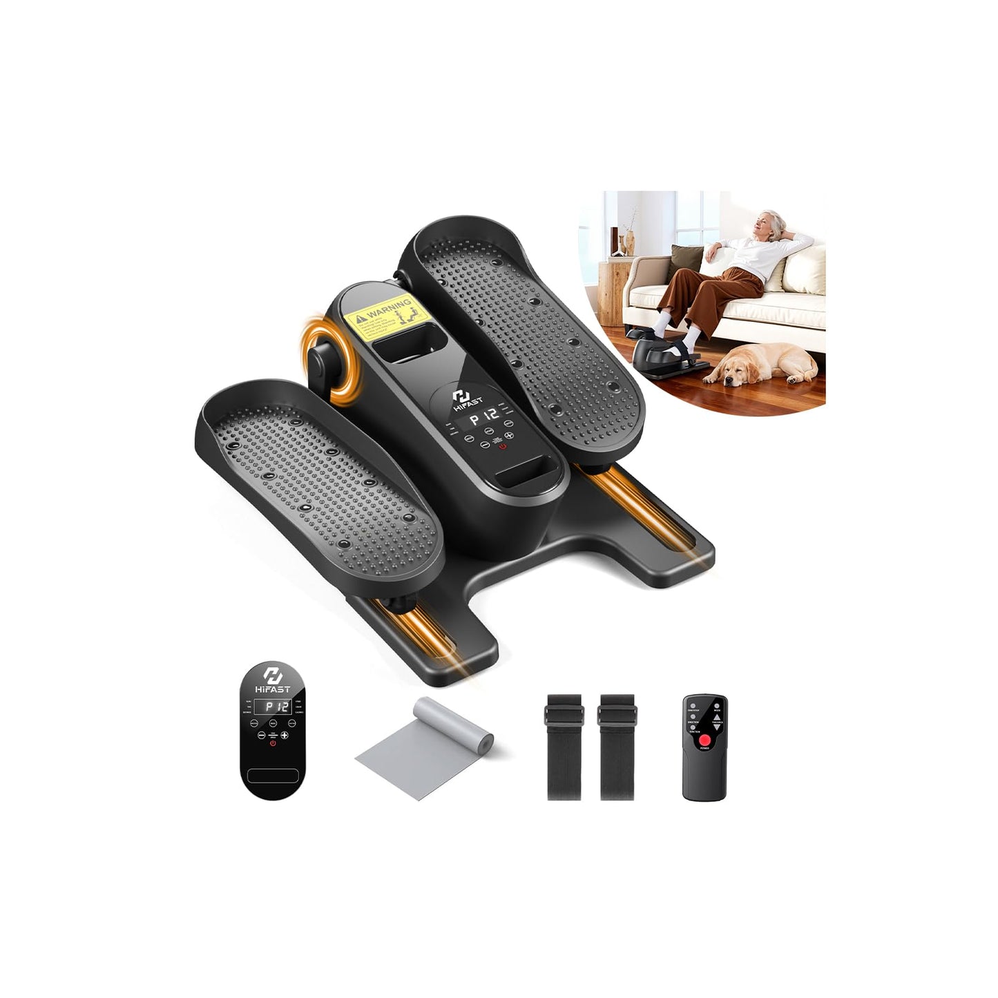 Under Desk Elliptical Machine, Ellipse Leg Exerciser as Seen on TV for Seniors with Remote Control & 12 Manual & Auto Mode, Low-Impact Quiet Portable Electric Seated Pedal Exerciser for Home Office