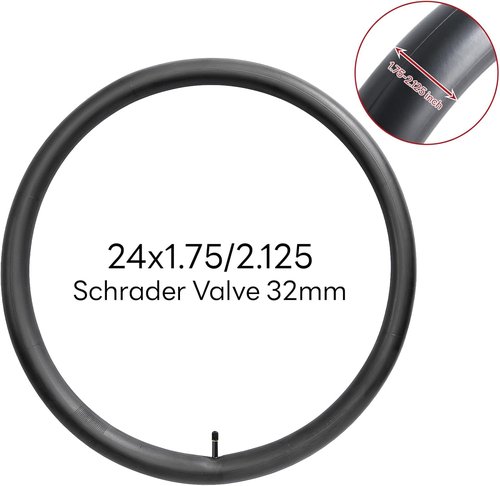 AV32mm 24" Bike Tube - Reliable Replacement Inner Tube for City, Road, Cruiser & Mountain Bikes (1.75-2.125)